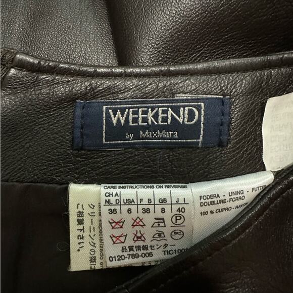 Weekend MaxMara Leather Skirt Brown Academia Fall Soft Girl Minimalist Preppy 6 - Picture 11 of 11